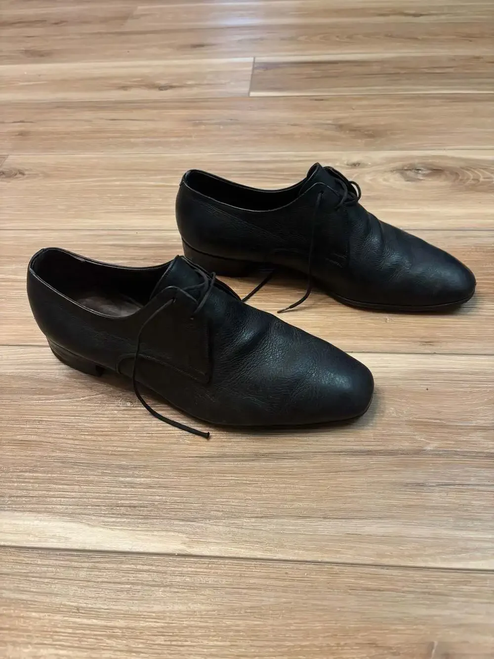 Vintage Celine Men's Black Leather Derby Dress Italian Shoes 8 1/2